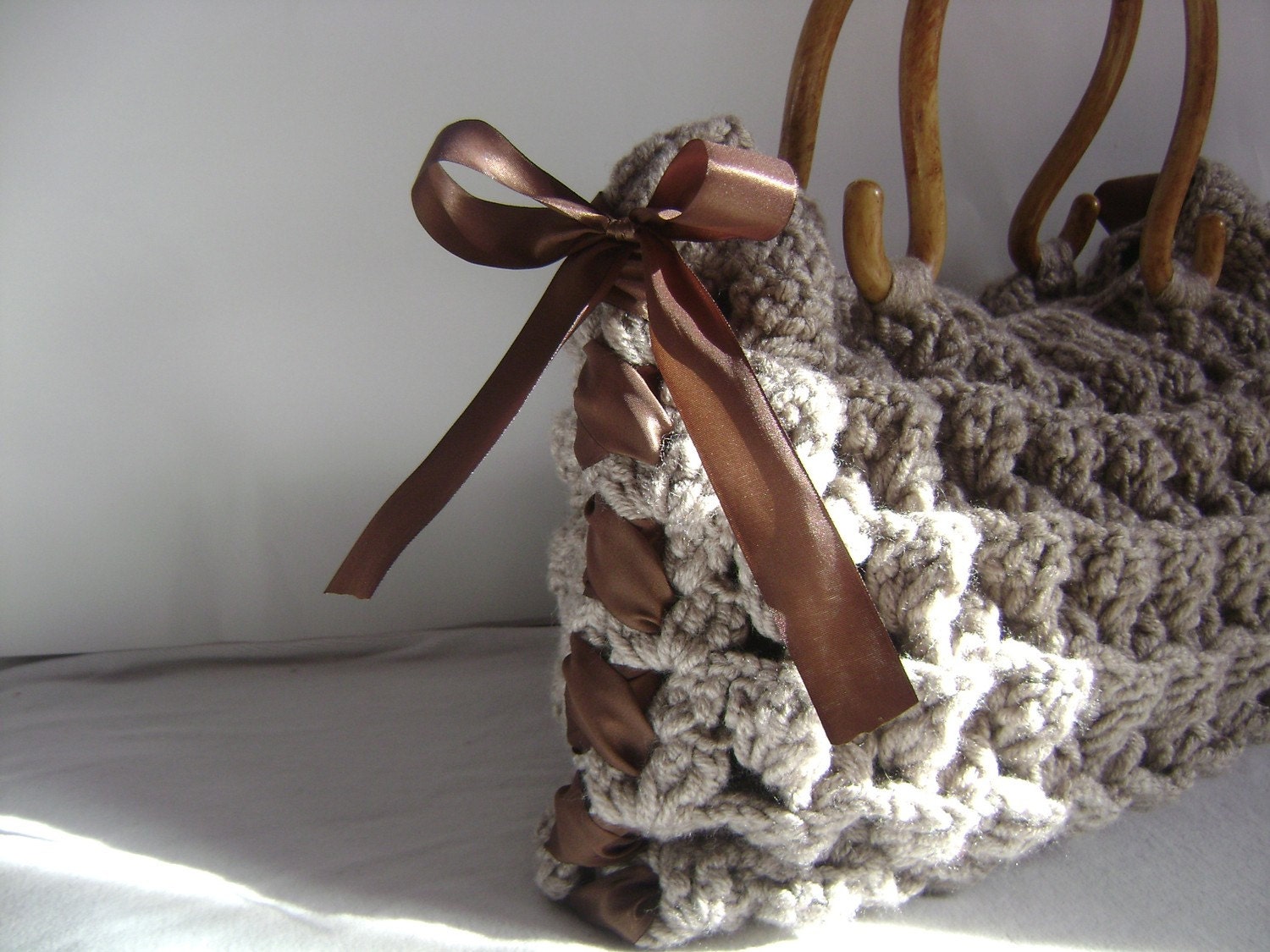 Crocheted brown bag,Gifts for mom-mom, Crocheted purse ,brown bag-fashion for mom-Nr.207