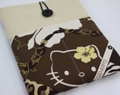 Limited Edition - iPad Case, iPad Sleeve, iPad Cover, PADDED, with pockets for iPhone - Hello Kitty with  leopard pattern