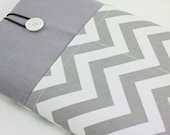 Laptop Case, 13" MacBook Case, 13" MacBook Air Case, 13" MacBook Pro Case, PADDED, with 2 pockets -  Grey & White Chevron Zig Zag Stripes