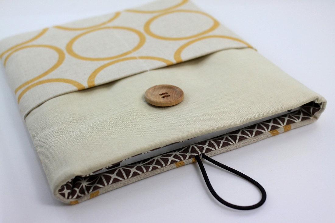 iPad Case, iPad Sleeve, iPad Cover, PADDED, with pockets for iPhone - Yellow Circles