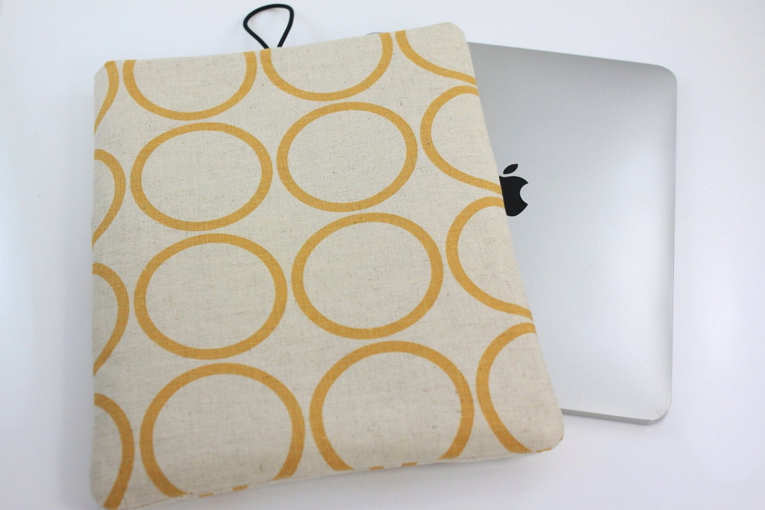 iPad Case, iPad Sleeve, iPad Cover, PADDED, with pockets for iPhone - Yellow Circles