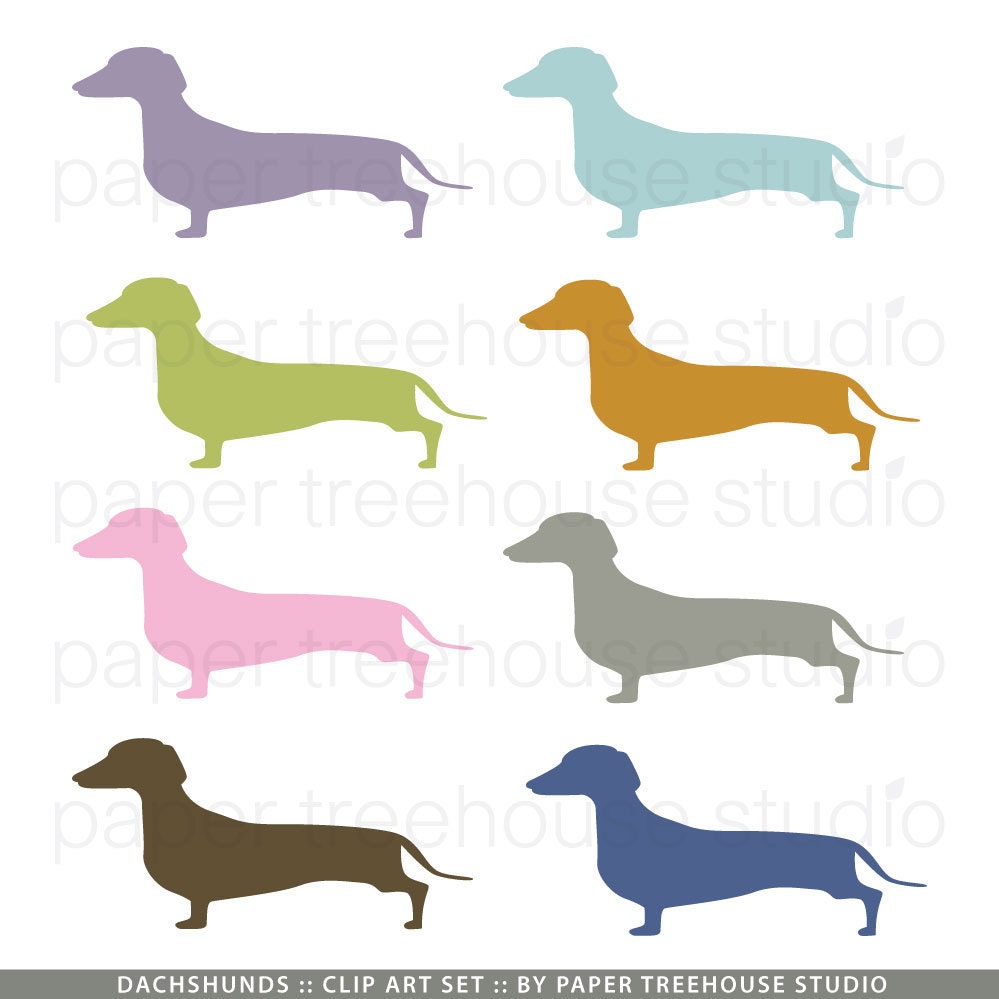 Dachshund Clip Art - 8 digital files - Printable Illustrations