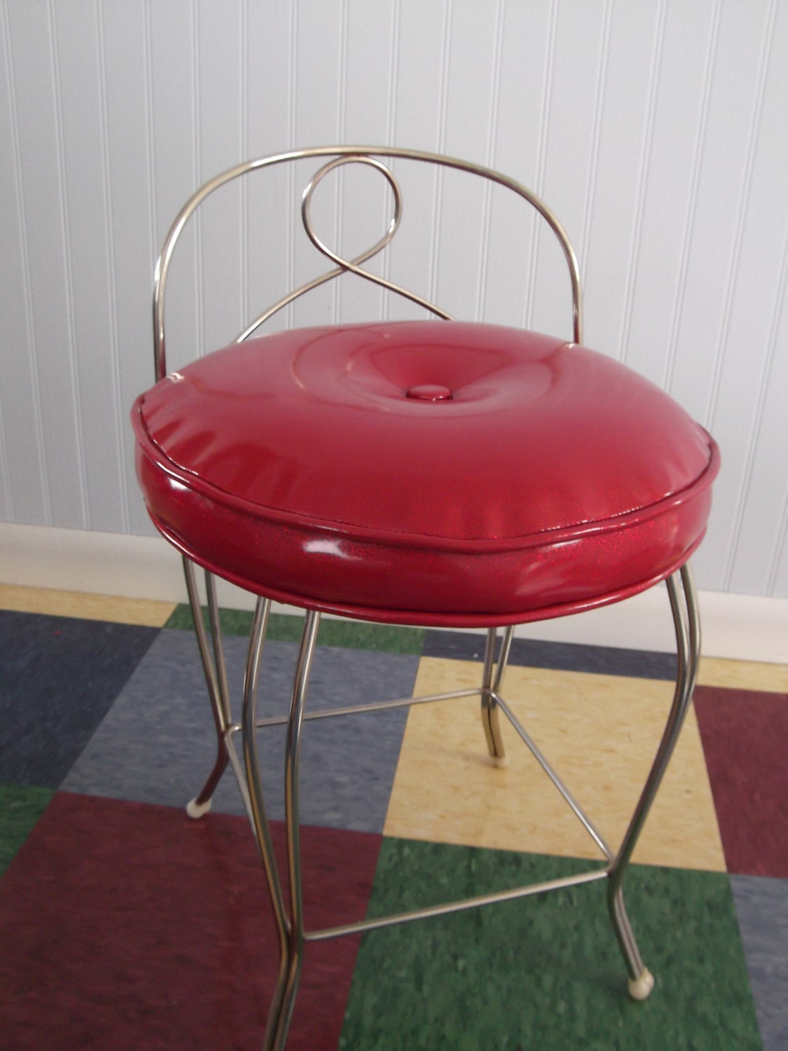 Vintage Red Glitter Vanity Chair by opieandzoesplace on Etsy