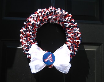 Atlanta Braves Baseball Beaded Door Wreath Custom Any Team