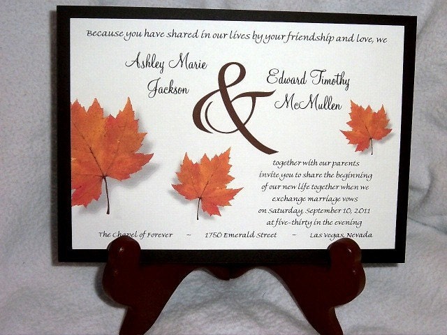 150 Fall Leaf Wedding Invitations, RSVP's, Reception Invitations with FREE Calendar Stickers