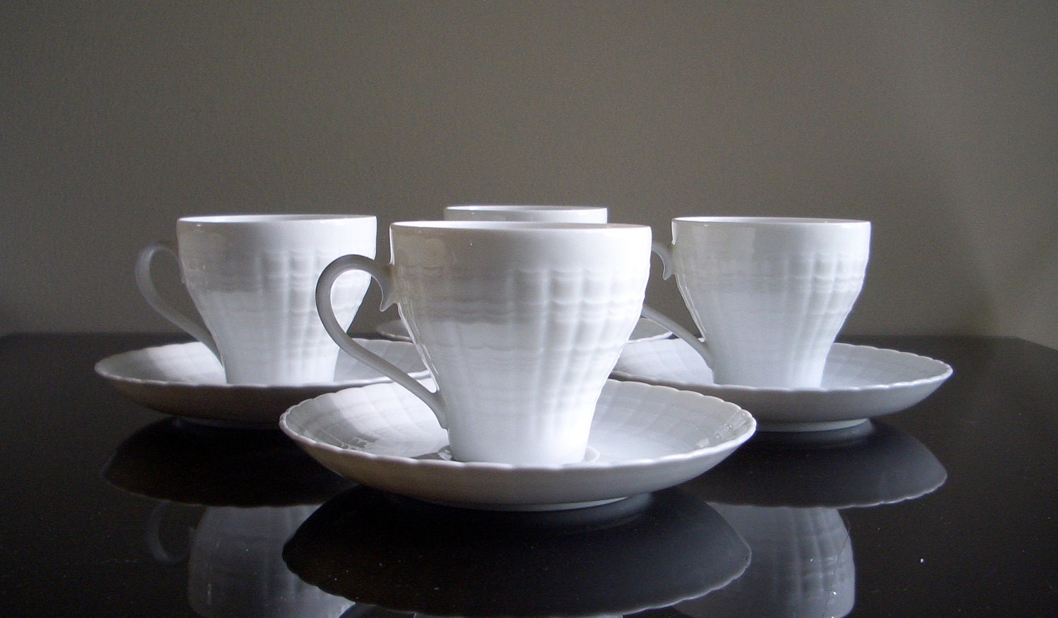 Hutschenreuther White Cups and Saucers (set of 4)