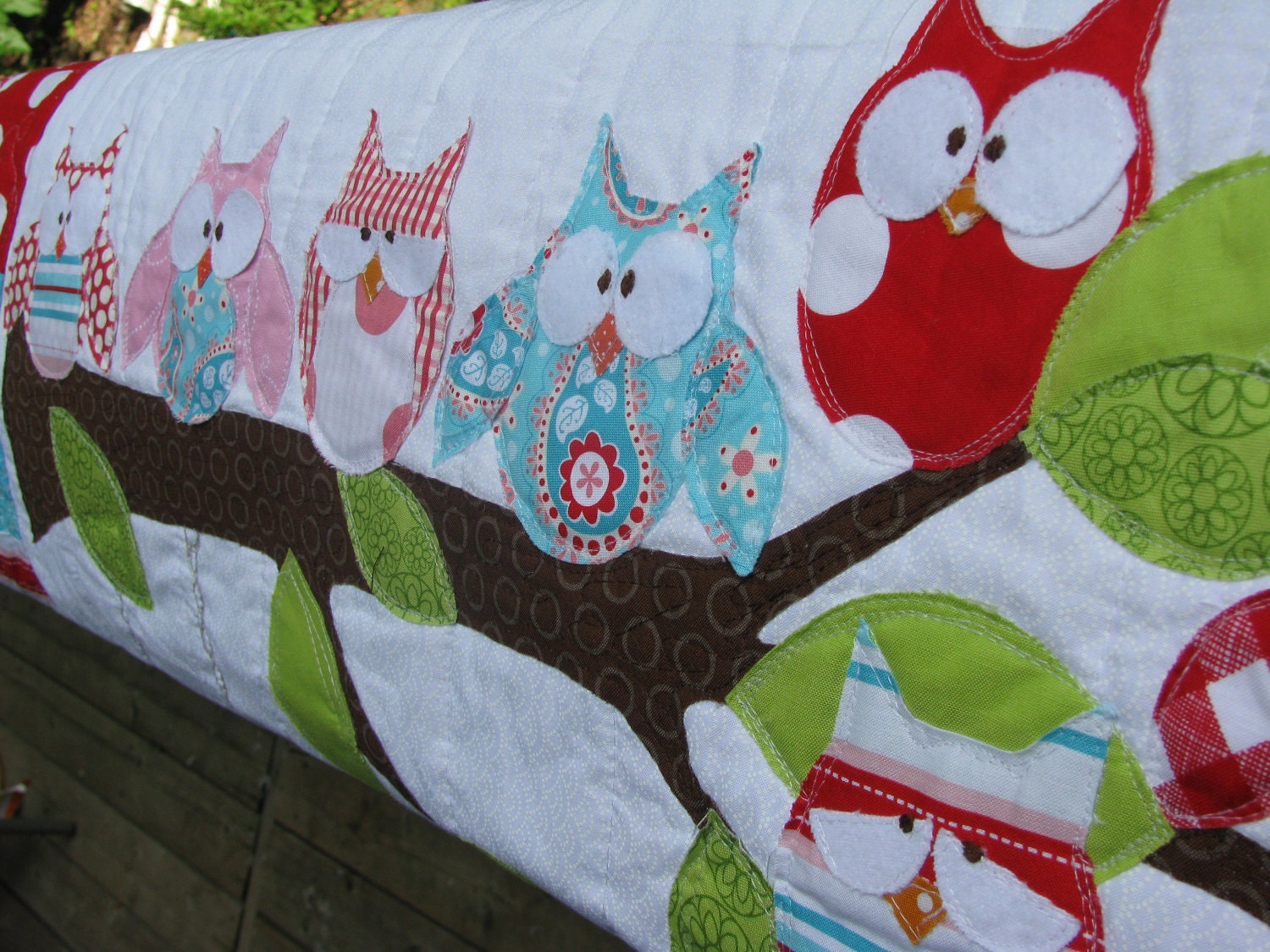 Owl baby girl quilt Happy Hoots Lots of Owls on the tree branches in Riley Blake fabrics