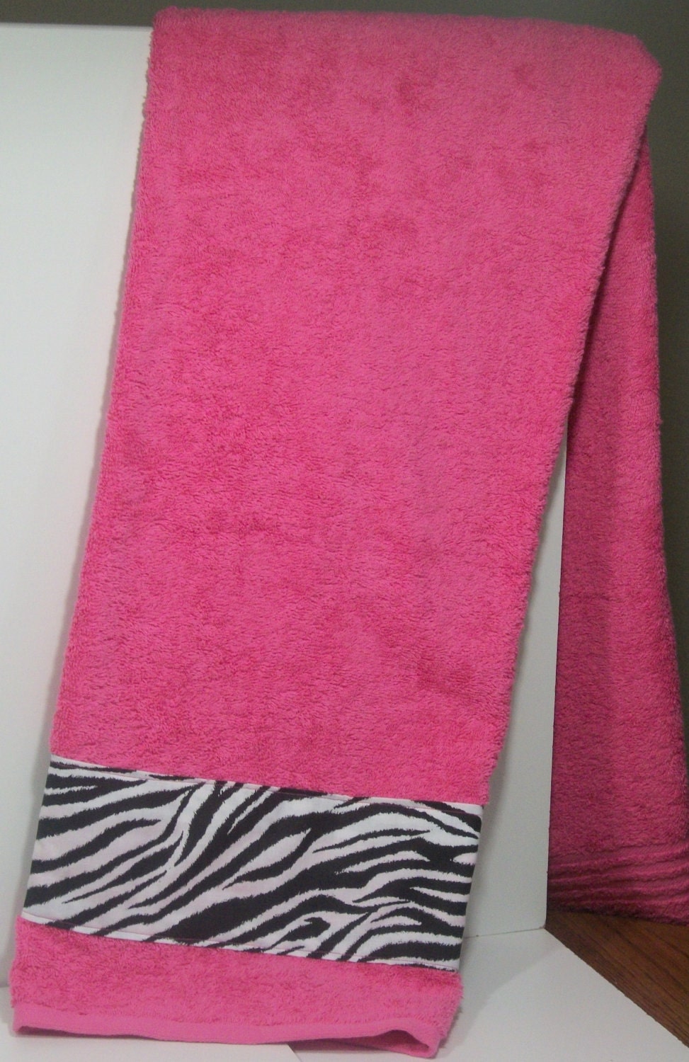 Bath TowelHot Pink and Zebra by DREAMATHEME on Etsy