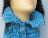 Hand-knitted Scarf / Neck Warmer / Wrap / Cowl with Beautiful Ornament and Vintage Buttons