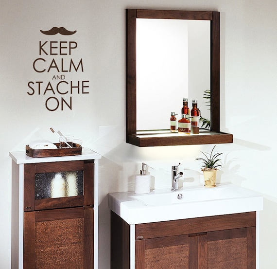 Keep Calm and Stache On - Vinyl Wall Art - FREE Shipping - Mustache Wall Decal