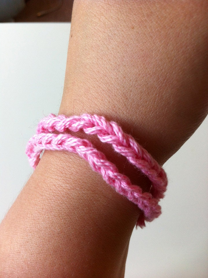 Bright Pink Crochet Bracelet Set