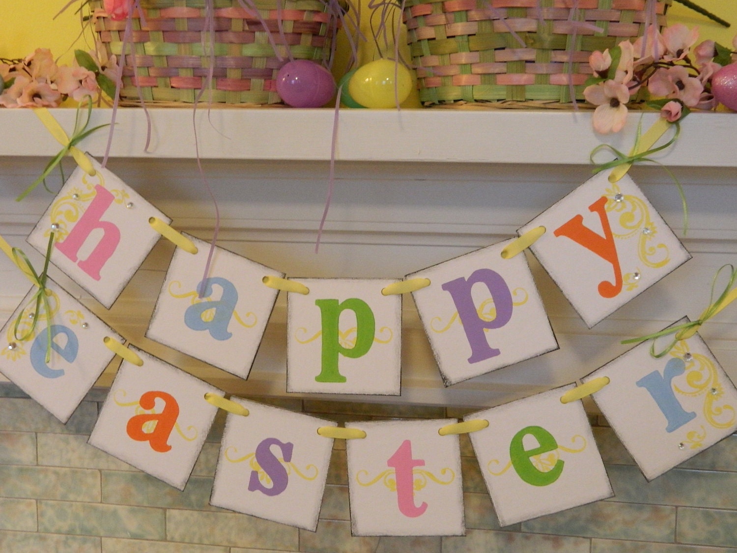 Ready to ship EASTER Decorations Spring /Easter Banner Easter Garland Photo Prop Holiday garland - anyoccasionbanners