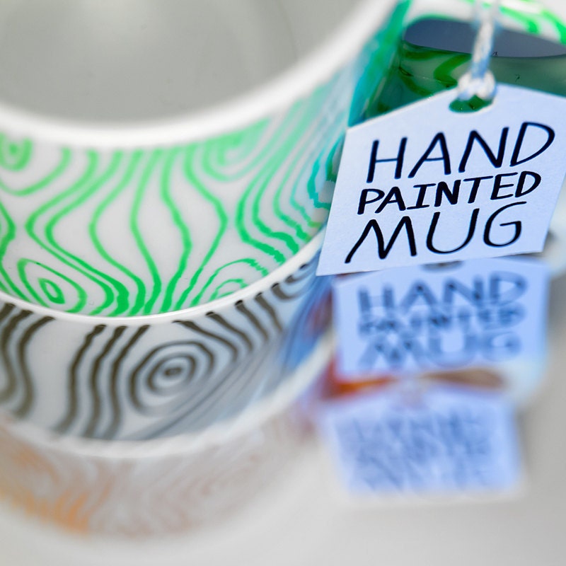 Wood Mug - Hand Painted Mug - hand drawn, hand painted, kitchen accessory, coffee mug, tea mug