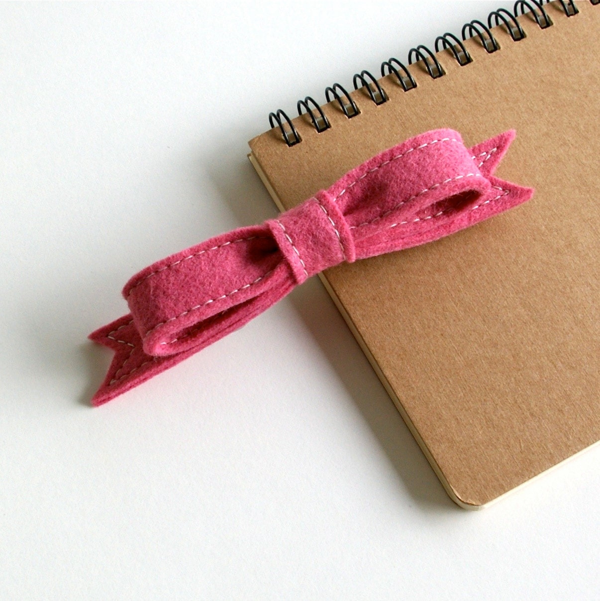 Wool Felt Bow French Barrette // Rose // LoftFullofGoodies