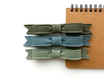 Wool Felt Bow French Barrette // Forest // LoftFullofGoodies