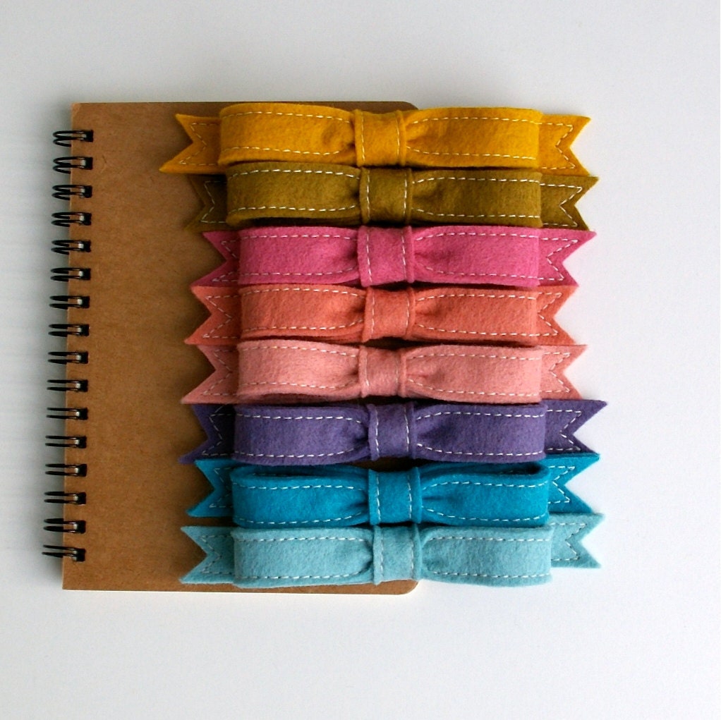 Wool Felt Bow French Barrette // Turquoise // LoftFullofGoodies