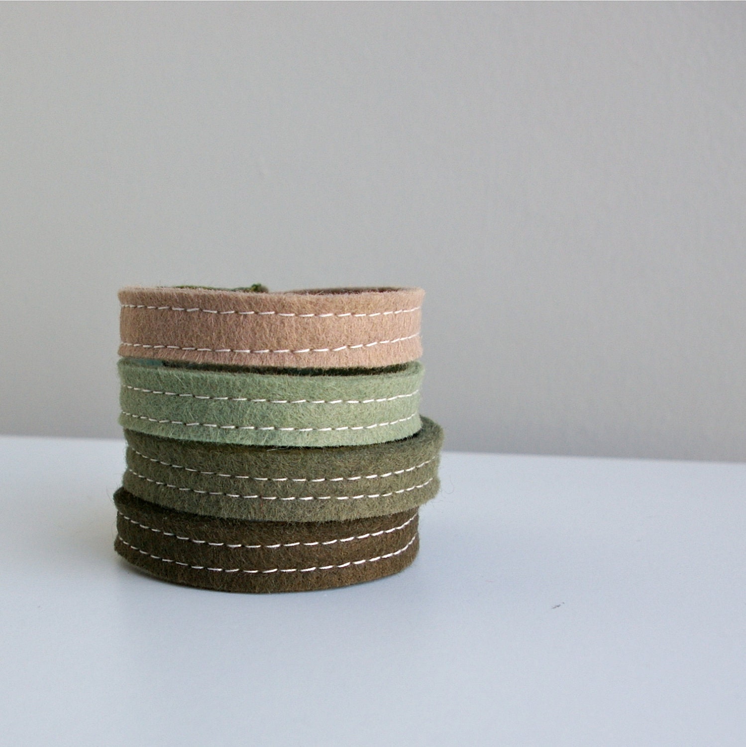 Wool Felt Bracelet Wristband Cuff // Meadow // LoftFullOfGoodies