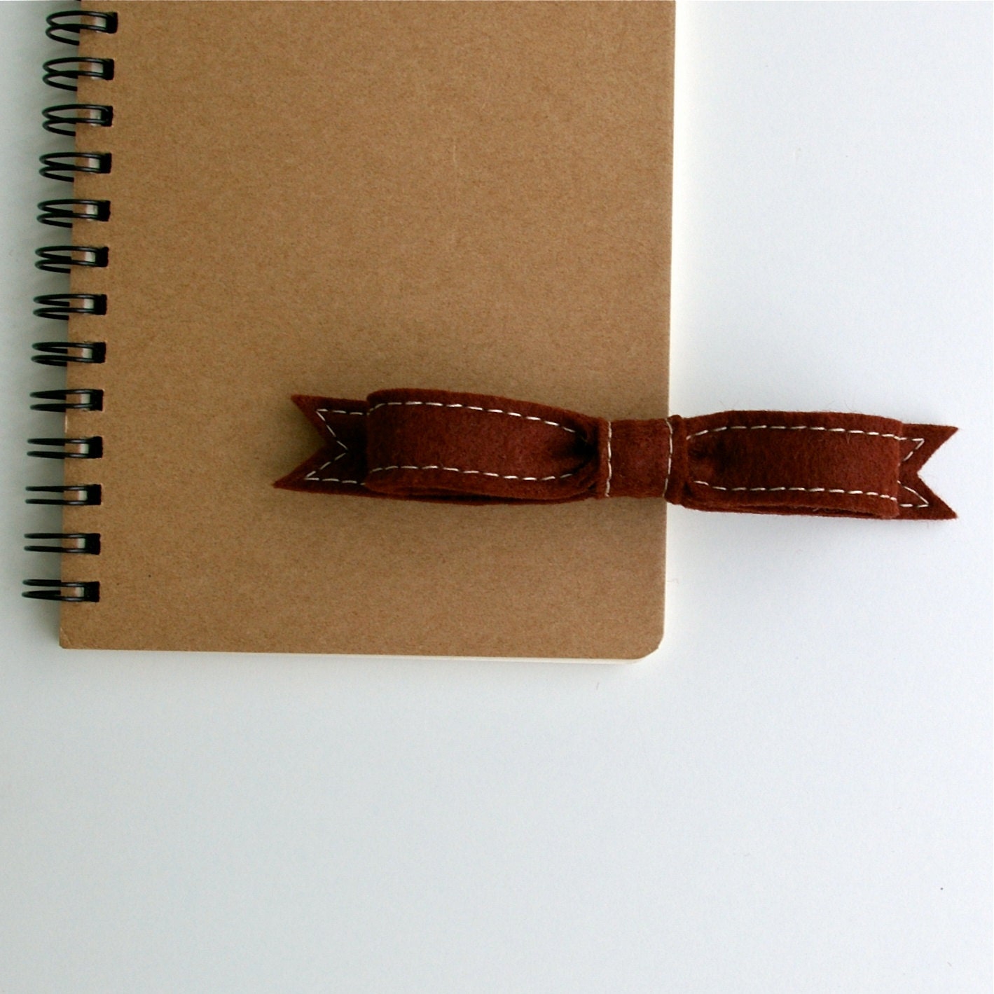 Wool Felt Bow French Barrette // Hazelnut // LoftFullofGoodies