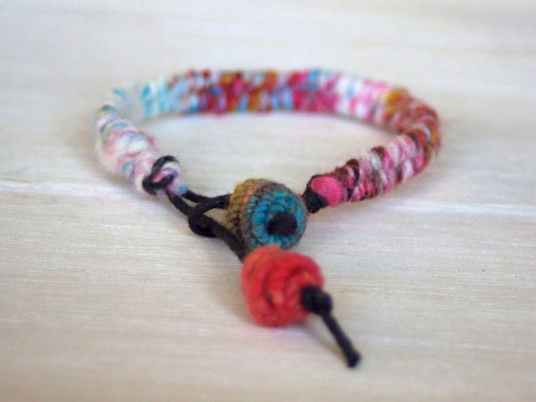 Wool Yarn Charm Bracelet - colorful