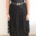 80s Vintage Black Lace Layered Tiered Maxi Skirt