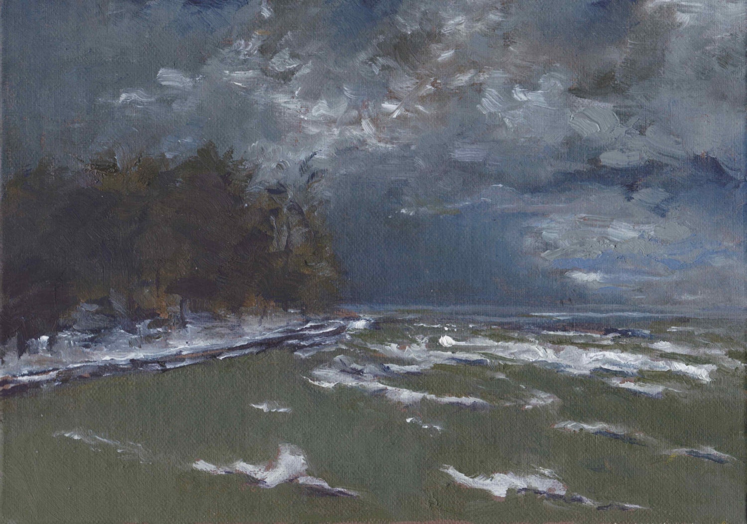 Winter Storm Shore - Original Oil Painting and Landscape Painting by Seminary Road Artists