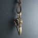 Bird Skull Raven Skull Necklace with Tribal Design - Bronze Pendant on Leather