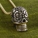 Sugar Skull Necklace, Large - Bronze Sugar Skull Pendant on 24" Gold Plated Chain - Day of the Dead