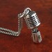 Rockabilly Necklace Microphone Antique Silver Microphone Pendant on 24" Antique Silver Chain