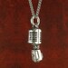 Rockabilly Necklace Microphone Antique Silver Microphone Pendant on 24" Antique Silver Chain