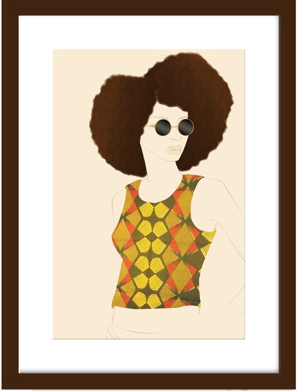 Fashion illustration - Rocking my Afro in my african wax print