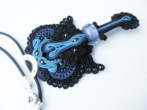 Silver/soutache pendant