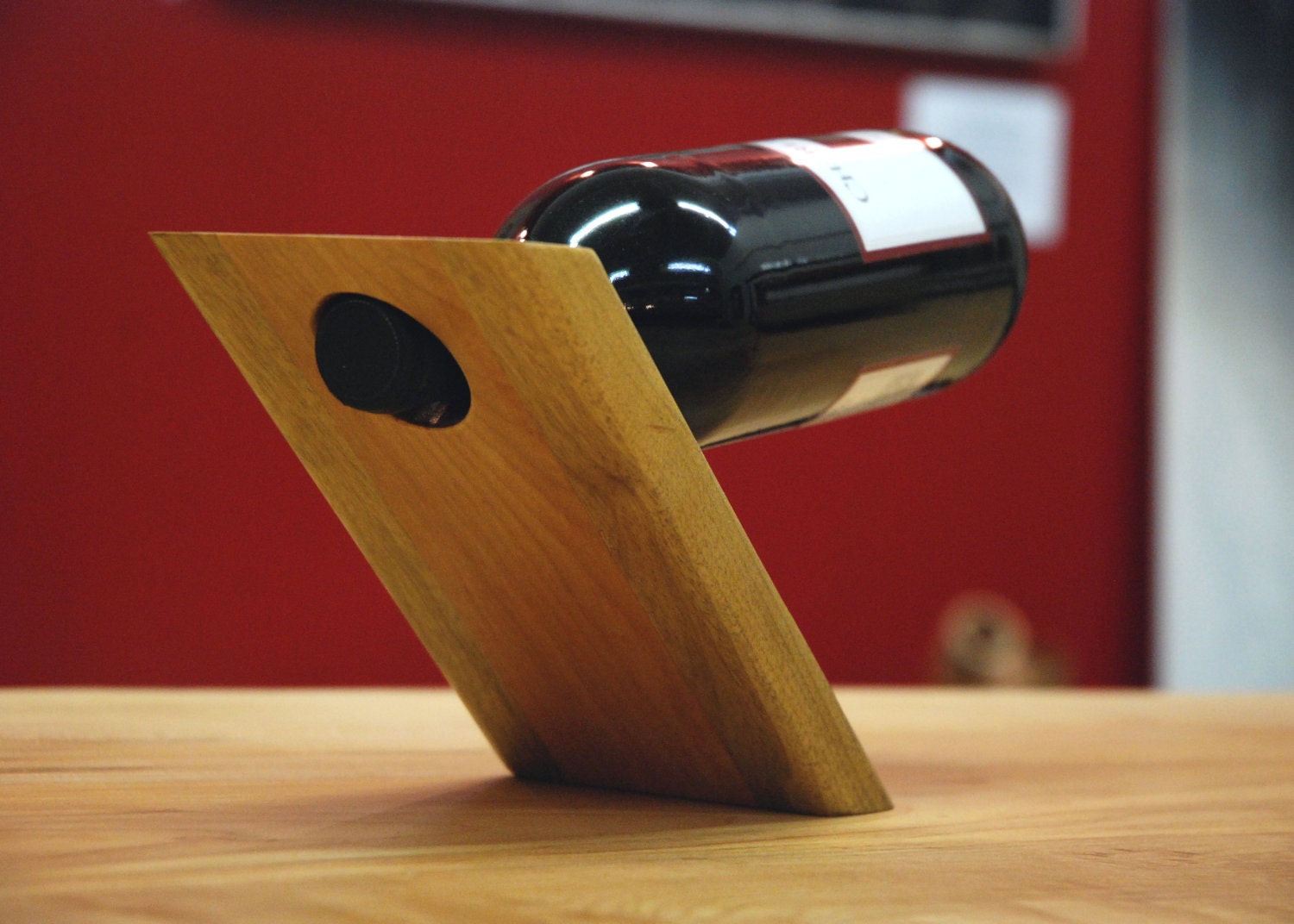 Salvaged Maple and Myrtlewood Balanced Wine Bottle Display
