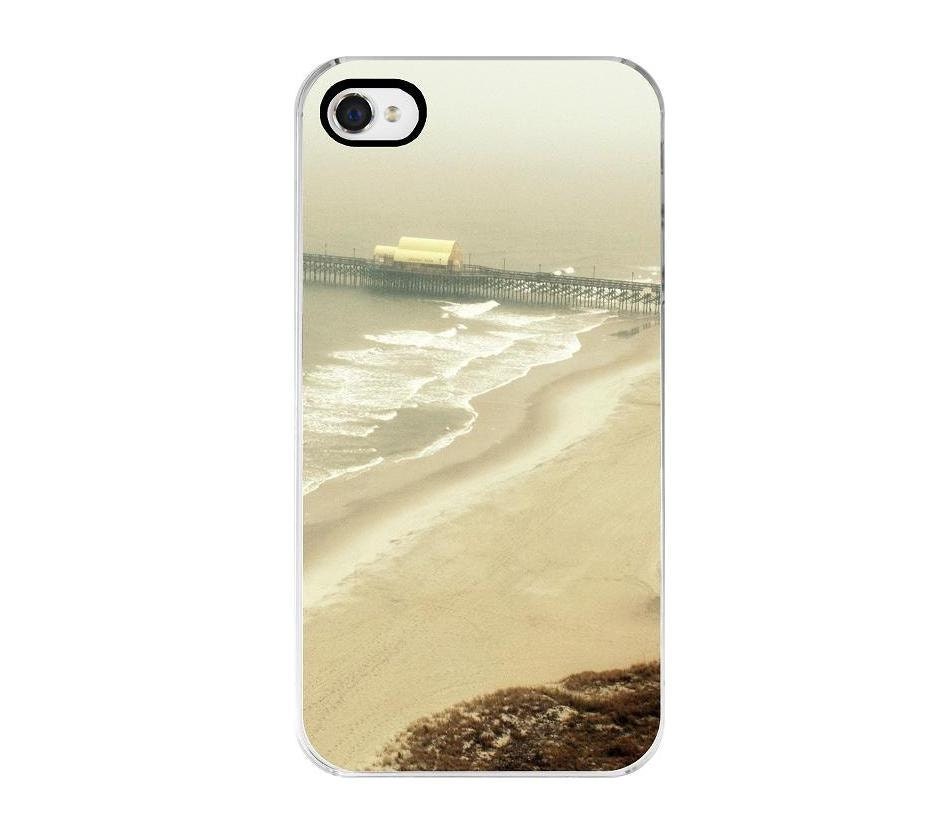 Foggy Beach iPhone Case - iPhone 4 and 4s, Decorative Cover, Beach, Summer Time, Ocean, Waves, Green, Tan
