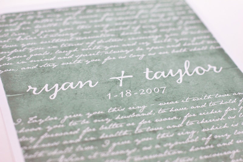 Custom Wedding Vow Art, Anniversary Gift Giclee Art Print / Typography Song Lyric Art Digital Print / 8x10 / Choose your Color