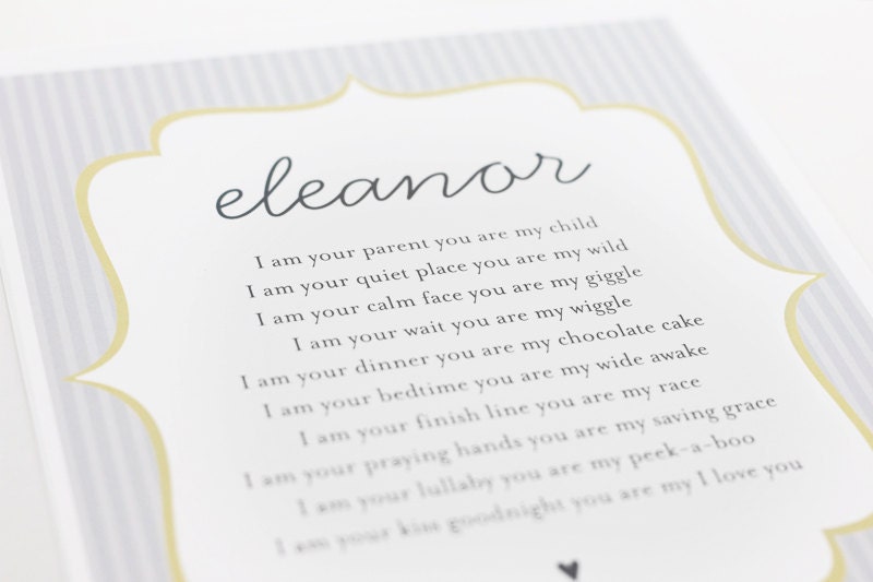 Personalized Message or Poem Art Print / Anniversary Gift or Custom Nursery Wall Art / 8x10 Digital Print / Choose your pattern & colors