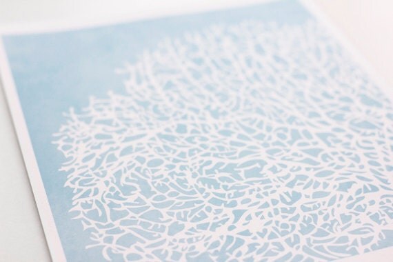 Coral Silhouette Art Print / 1 of 6 in the Ocean Set / 8x10 / Wall Art Digital Print