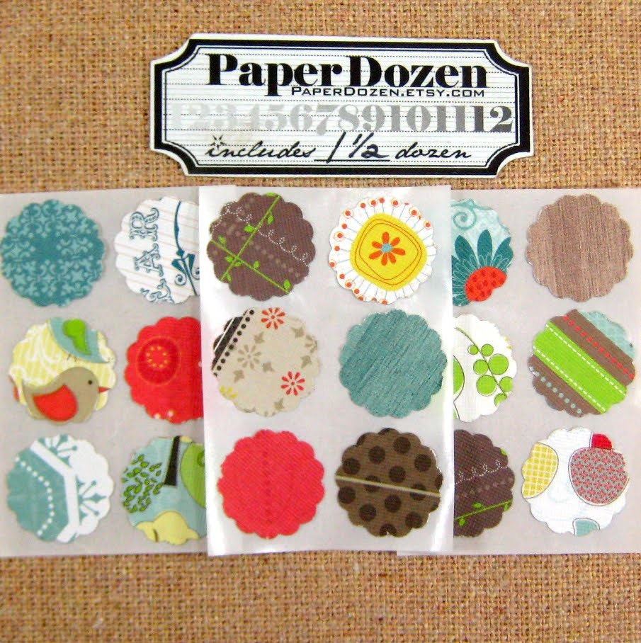 Dollar Sale- Small Scallop Stickers (Green Collection) DCWV- 1 1/2 Dozen