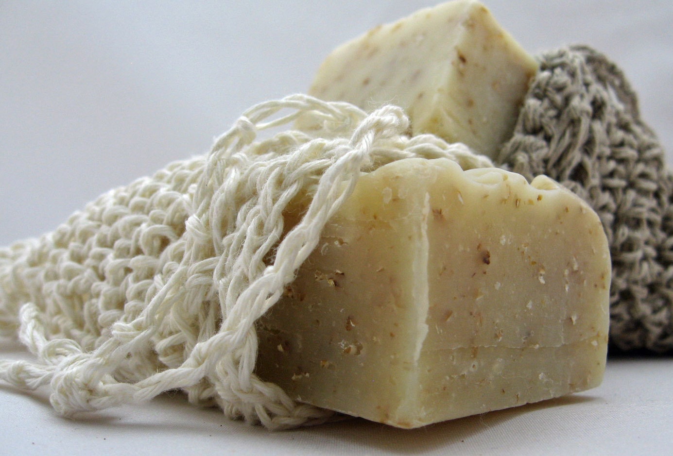 Fair Trade White Hemp Soap Saver Sack. Soap Bag, Pouch
