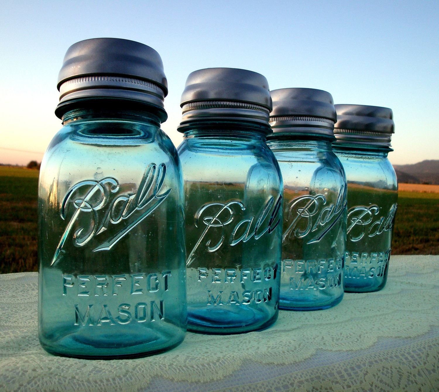 Mason Jar Solar Light Lantern LIDS - Set of 4 - High Quality