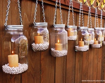 DIY Hanging Mason Jar Luminary Lantern Lids - Set of 8