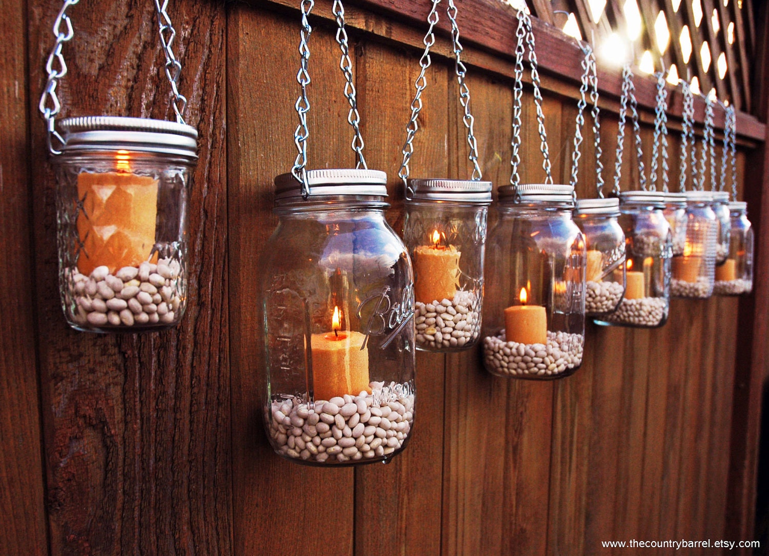 Hanging Mason Jar Luminary Lantern - Set of 10