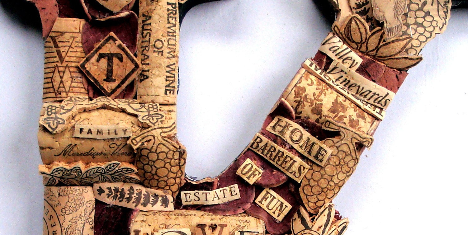 Customized Wine Cork Letter Handmade Vintage Decor - Large Size - We Have EVERY Letter