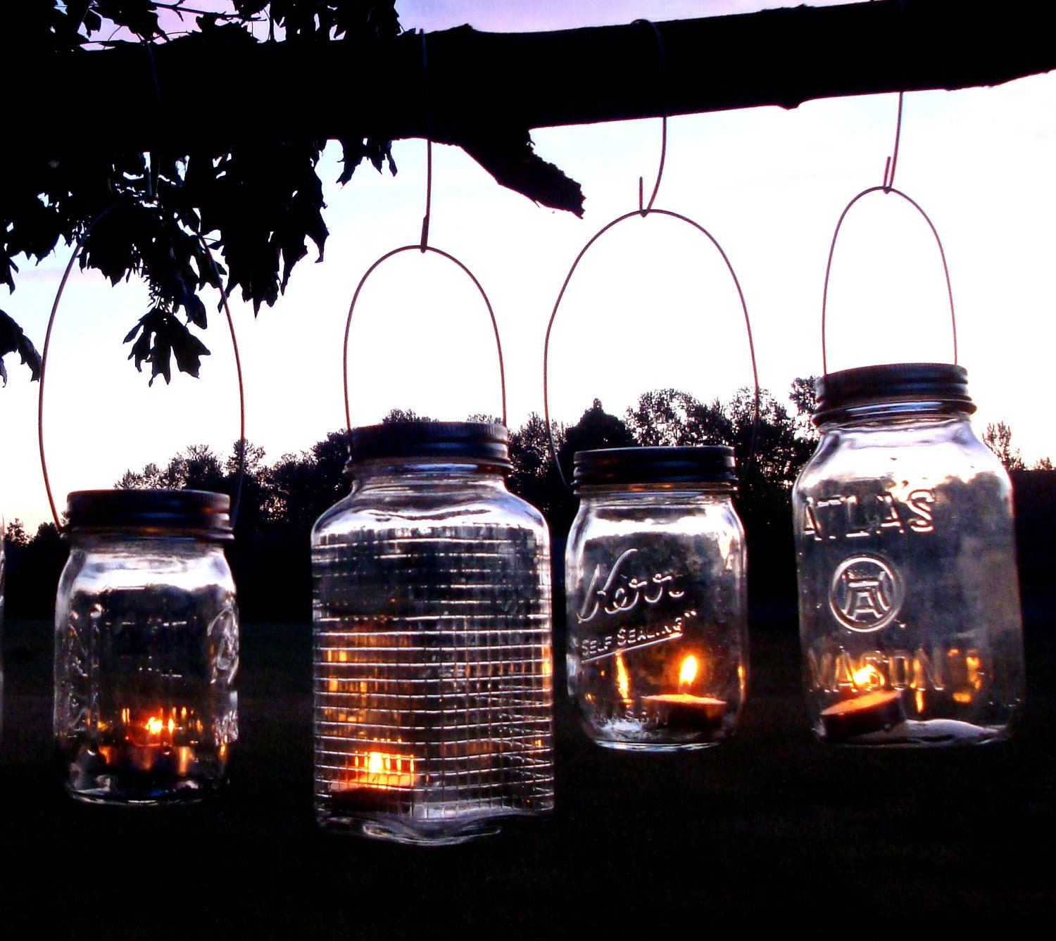 DIY Hanging Mason Jar Luminary Lantern Lids - Set of 6