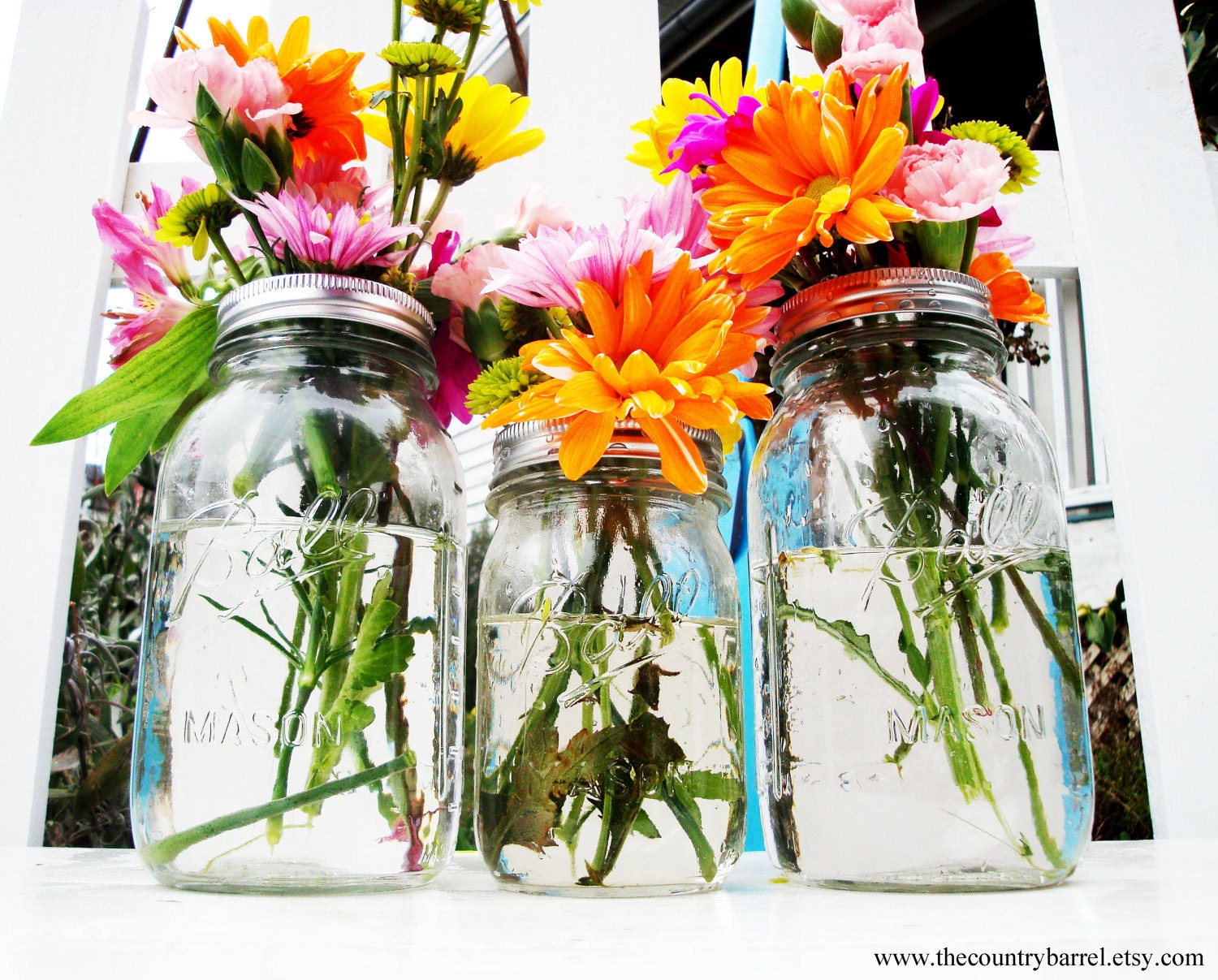 Mason Jar Flower Vases With Frog Lids - Set of 10