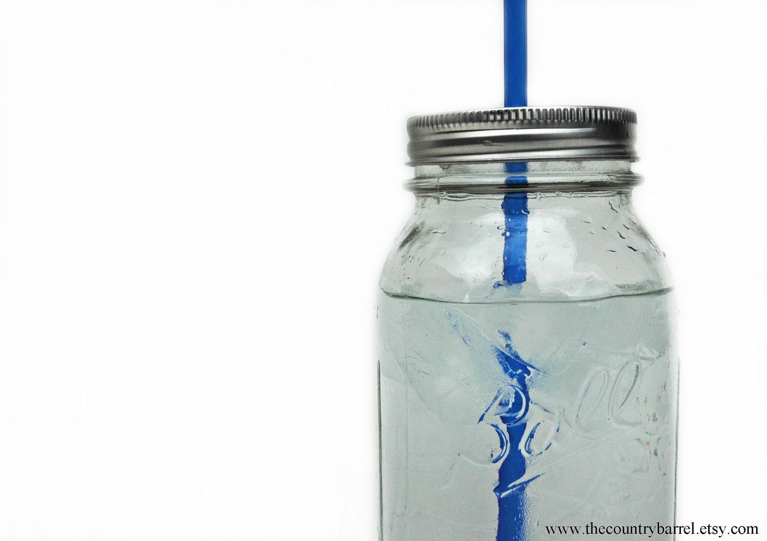 1 DIY Mason Jar To-Go Tumbler Lid - Reusable Canning Jar Top and Straw - Blue - 9" Straw