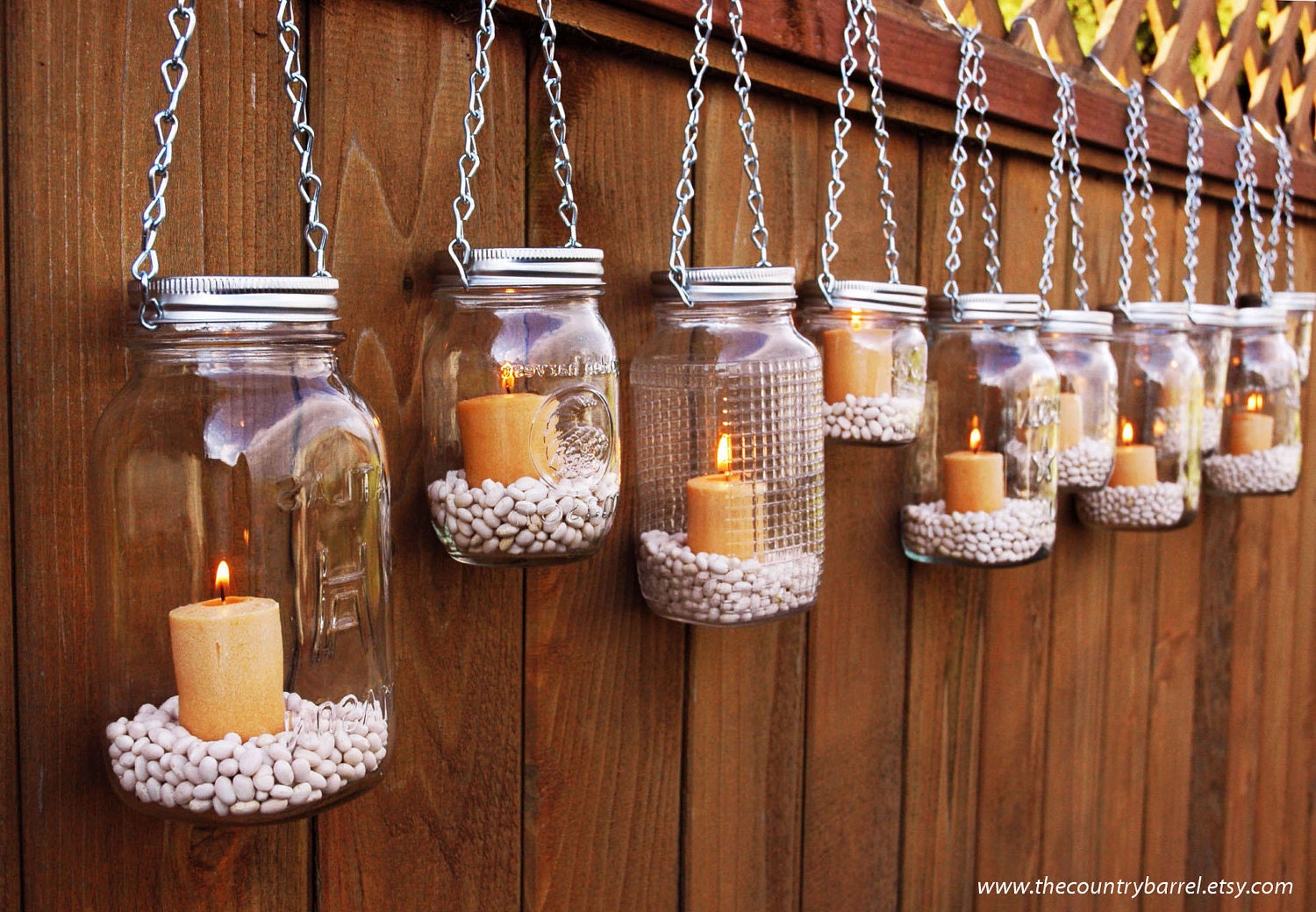 DIY Hanging Mason Jar Luminary Lantern Lids - Set of 8