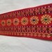 2 yards red floral and geometrical embroidered trim