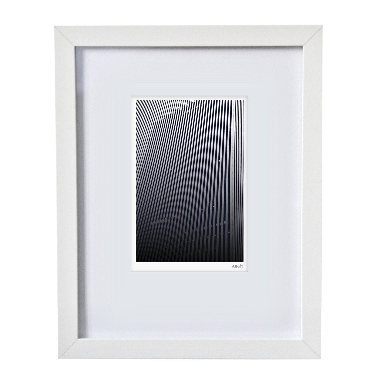 NYC Building Lines - Black and White Abstact Modern Contemporary Graphic Skyline - 8"x12" Size (Can also be 8"x10",larger, custom sizes)