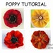 Felt Tutorial Poppy, pattern, felted wool flower, wet felt, felt by hand, felted flower brooch, pdf, e-book instructions