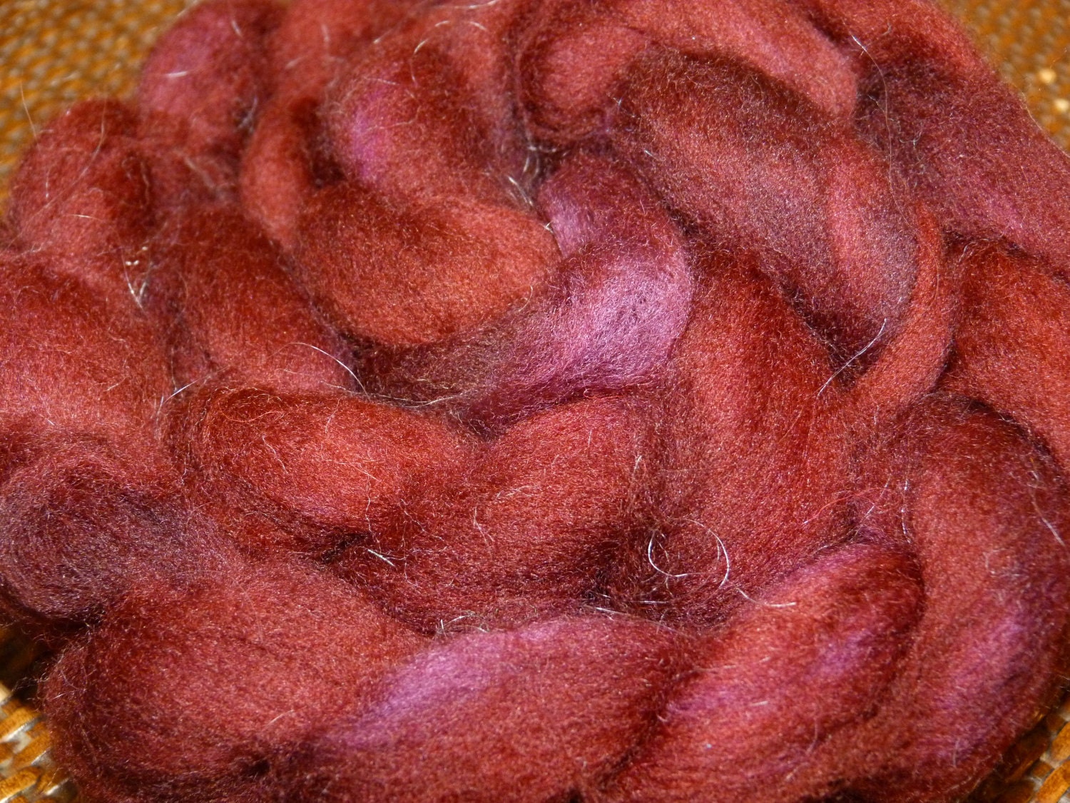 Rich Raspberries Superwash BFL Wool Roving 4 oz